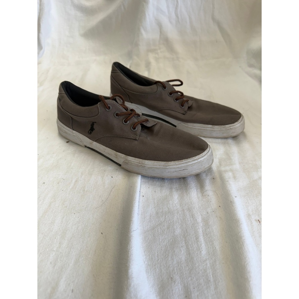 Polo Ralph Lauren Felton Mens 10.5D Brown Canvas Low Top Sneakers 0200001087 A15